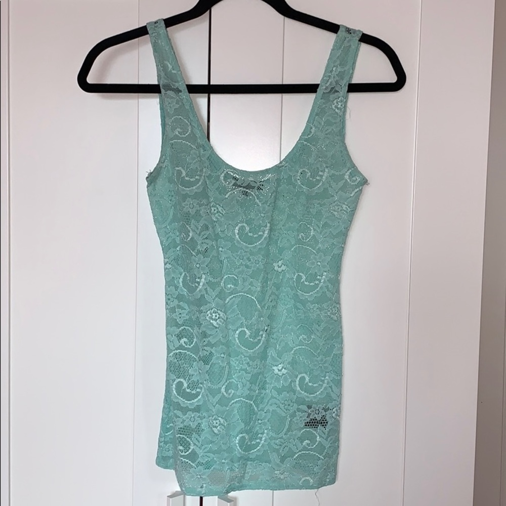 Talula Teal Lace Tank